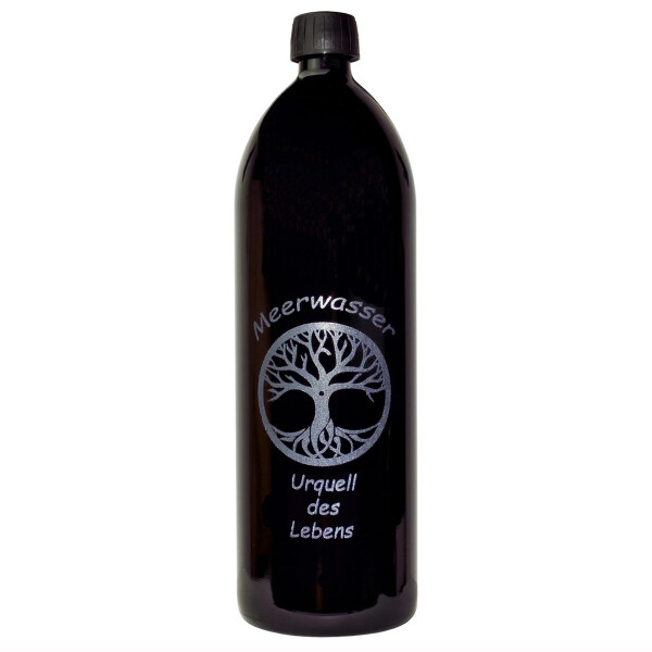 Bartelt natürliches Meerwasser 1 Liter in Mironglas (Gravur Lebensbaum-Urquell)
