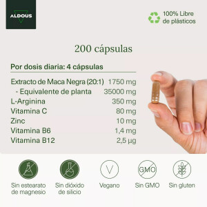 Aldous Bio Peruanischer schwarzer Maca-Komplex 35000 mg - 200 Kapseln