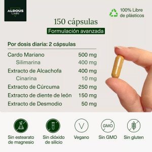 Aldous Bio Mariendistel mit Artischocke, Kurkuma, Löwenzahn 150 Kapseln