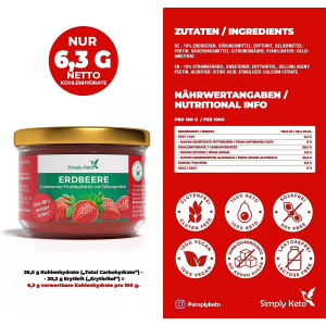 Simply Keto Erdbeer Fruchtaufstrich mit Erythrit 230g