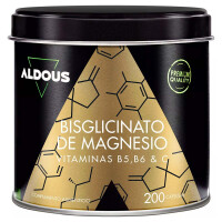 Aldous Bio Magnesiumbisglycinat mit Vitamin C, B5 und B6 - 200 Kapseln