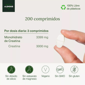 Aldous Bio Kreatin-Monohydrat 3000 mg 200 Tabletten