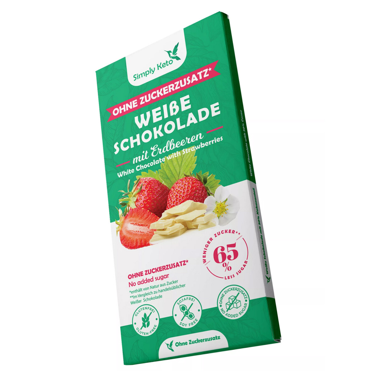 Simply Keto Zuckerreduzierte Weiße Schokolade mit Erdb