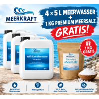 Angebot natürliches Meerwasser 4 x 5 Liter Kanister Microgefiltert + 1 Kilo Meersalz Gratis #1