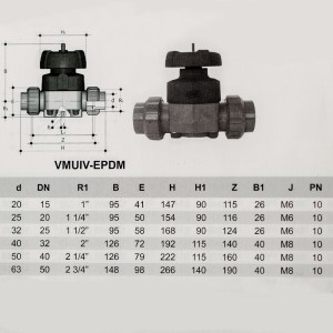 PVC-U Membranventil 32mm - Verschraubung mit Klebemuffe